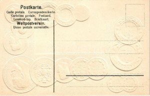 La Russie, pavillon national / Oroszország - érmék és zászló. Dombornyomott / Russian coins and flag. Emb. litho (lyuk ...