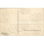 Italien / Italia / Set of coins, currency exchange chart and flag of Italy. M.H. Berlin-Oranienburg-Eden. Emb. litho ...