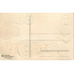 Deutschland / Allemagne / Set of coins, currency exchange chart and flag of Germany. M.H. Berlin-Oranienburg-Eden. Emb...