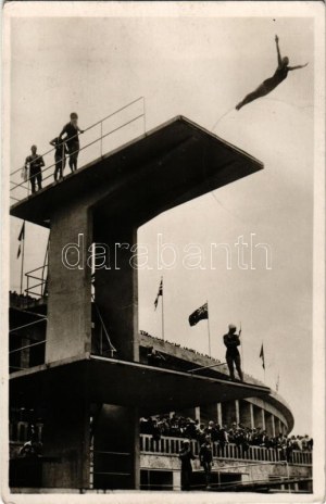 1936 Berlin, Olympischen Spiele, Kunstspringer im Olympia Stadion / 1936. évi nyári olimpiai játékok, műugrás ...