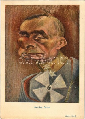 Sztójay Döme. Nemzetiszocialista-ellenes gúnyos karikatúra / Hungarian sympathizer of Nazis. WWII Hungarian anti...