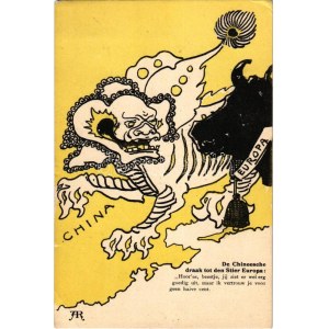 De Chineesche draak tot den Stier Europa / The Chinese Dragon to the Taurus Europa, propaganda (EB)