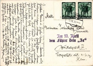 1938 Ein Volk, ein Reich, ein Führer! / Adolf Hitler, NSDAP German Nazi Party propaganda, map, swastika s...