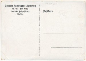 1934 Deutsche Kampfspiele Nürnberg vom 23.-29. Juli. Amtliche Festpostkarte. Festplakat...