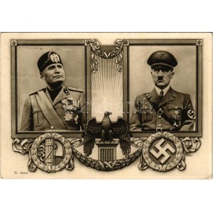 1938 Benito Mussolini and Adolf Hitler, swastika. Casa Editr. Ballerini &amp; Fratini (Firenze) s: G. P. +  FÜHRER DUX...