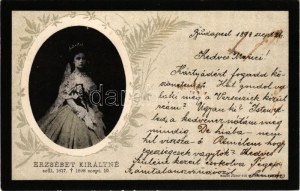 1898 Erzsébet királyné (Sissi) gyászlapja 1837-1898. Rigler József Ede r.t. ...