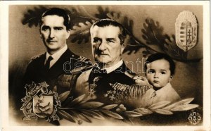 Horthy István, Horthy Miklós, Horthy Istvánka. A Vitézi Rend címere / regent Miklós Horthy with his son and grandson...