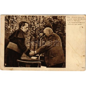 1947 Gál Károly esperes, pápai kamarás üdvözli Rákosi Mátyást a pusztaszentlászlói gyűlésen (non PC) (lyukak / pinholes...