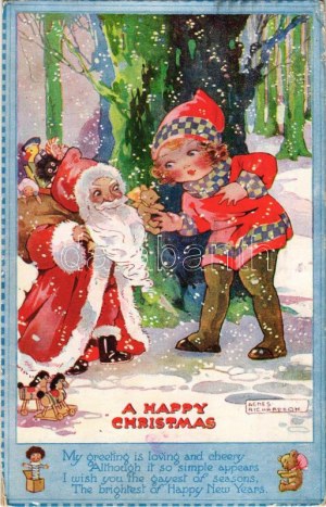 1923 A Happy Christmas. Raphael Tuck & Sons 'Oilette' Series Postcard No. C 1421. s: Agnes Richardson (EB...
