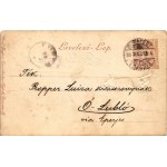 1898 Boldog újévet! Törpe malaccal. Rüger G. és társa No. 16. / New Year greeting art postcard with dwarf and pig. Emb...