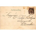 1901 Boldog újévet! Törpék malaccal / New Year greeting art postcard with dwarfs and pig. litho (ázott szél / wet edge...