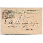 1902 Üdvözlet Pécsről! Dombornyomott szecessziós virágos üdvözlőlap, kis borítékkal, benne levéllel ...