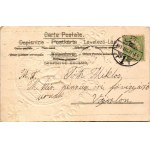 1903 Boldog Újévet! Dombornyomott szecessziós üdvözlőlap kéményseprővel, lóherével és malaccal ...