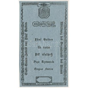 1806. 5G hátoldali Formulare Bécsi városi bankócédula kék papíron T:AU / Habsburg Monarchy 1806...