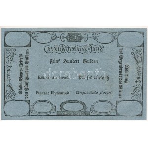 1806. 500G/10G hátoldali Formulare Bécsi városi bankócédula kék papíron T:AU,XF / Habsburg Monarchy 1806. 500 Gulden ...