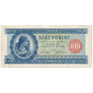 1946. 100Ft B 262 050953 T:F szép papír / Hungary 1946. 100 Forint B 262 050953 C:F fine paper Adamo F26, Krause P...