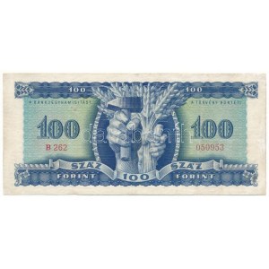 1946. 100Ft B 262 050953 T:F szép papír / Hungary 1946. 100 Forint B 262 050953 C:F fine paper Adamo F26, Krause P...