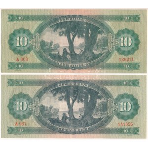 1962. 10Ft (2xklf) A 808 126211 fordított hátlapi 01-es alapnyomattal + A 937 141656 normál alapnyomattal T:XF,F...