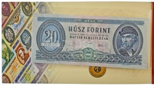 1975. 20Ft aranyozott Ag bankjegyveret (217,73g/7 uncia/0.999/70x154mm) + 1969. 20Ft karton díszcsomagolásban T:PP...