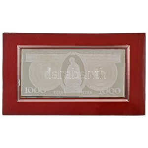 1992. 1000Ft bankjegyveret Ag (217,7g/7 uncia/0.999/154x70mm) + 1992. 100Ft D 40747048 fóliatokban T:PP,UNC ...