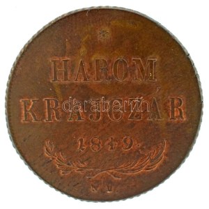 1849NB 3kr Cu T:AU / Hungary 1849NB 3 Kreuzer Cu C:AU Adamo B2