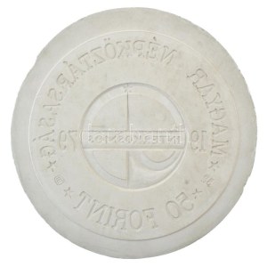 1979. 50Ft Interkozmosz (Szovjet-magyar közös űrrepülés) érmetervezet gipsz előlapi NEGATÍV nagyminta...