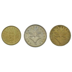 1995. 2Ft technológiai hibás veret: 1Ft-os érme lapkájára vert! + 1Ft és 2Ft támpéldány T:AU RRR! / Hungary 1995...