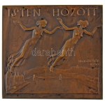 Beck Ötvös Fülöp (1873-1945) 1930. "Buda Pest / Isten hozott" kétoldalas bronz plakett (64x68mm) T:AU,XF patina ...