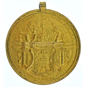 1741. Erdély hódolata Mária Teréziának, aranyozott bronz emlékérem, füllel. ...