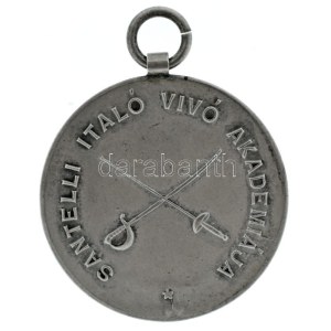 1900 k. Santelli Italó Vívó Akadémiája / Emlék érem jelzett Ag emlékérem, füllel (11,29g/0.800/31mm) T:AU,XF ...