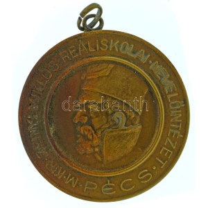 1935. Magyar Királyi Zrínyi Miklós Reáliskola Nevelőintézet Pécs bronz emlékérem füllel, hátoldalon 1935...