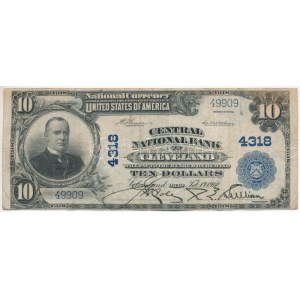 Amerikai Egyesült Államok 1902 (1924-1929). 10$ National Currency - Ohio, Cleveland kék pecsét A 49909 T:F ...