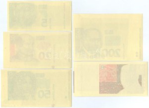 Horvátország 1993. 5K-1000K (9xklf) előlapi és hátlapi színpróbanyomatok, köztük több ívszéllel T:AU / Croatia 1993...