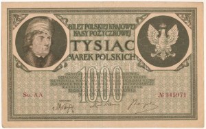 Lengyelország 1919. 1000M T:F, szép papír, pici szakadás / Poland 1919. 1000 Marek 
