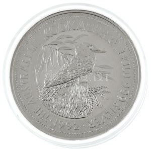 Ausztrália 1992. 30$ Ag Kookaburra kapszulában (1000g/0.999/101mm) T:UNC Australia 1992. 30 Dollars Ag Kookaburra...