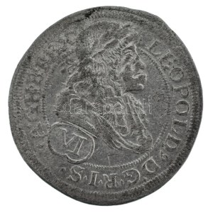 Ausztria 1689MM 6kr Ag I. Lipót Bécs (2,79g) T:VF, hajlott lemez, tisztított / Austria 1689MM 6 Kreuzers Ag ...