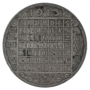 Ausztria 1913. Naptárérem, peremén jelzett Ag (19,95g/0.900/43mm) T:AU,XF patina / Austria 1913. Calendar medal...