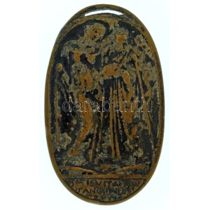 Zutt Richard (1887-1938) 1914. Pénzintézetek Hadikórháza öntött bronz ovális emlékérem (47x28mm) T:AU / Hungary 1914...