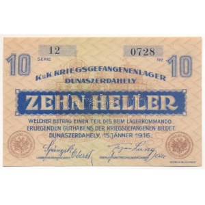 Dunaszerdahely / hadifogolytábor 1916. január 15. 10f 12 0728 T:UNC / Hungary / Dunaszerdahely (Dunajská Streda) ...