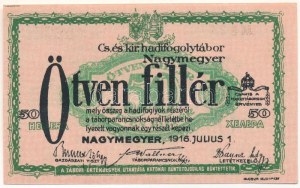Nagymegyer / Hadifogolytábor 1916. július 1. 50f arab sorozat- és sorszámmal 