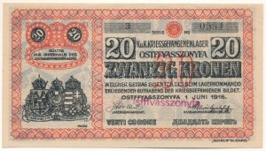 Ostffyasszonyfa / Hadifogolytábor 1916. június 1. 20K arab sorozat- és sorszámmal 