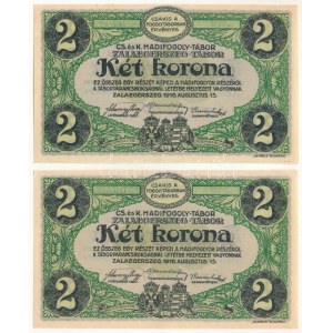 Zalaegerszeg / hadifogolytábor 1916. augusztus 15. 2K (2x) viszonylag közeli arab sorozat és sorszámmal 9 0322 and ...