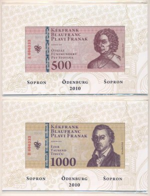 Sopron 2010. 500 Kékfrank + 1000 Kékfrank + 2000 Kékfrank + 5000 Kékfrank + 10.000 Kékfrank + 20.000 Kékfrank...