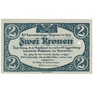 Ausztria / Katzenau Hadifogolytábor Linz közelében ~1914-1918. 2K egy lyukkal érvénytelenítve (?) T:UNC,AU / Austria ...