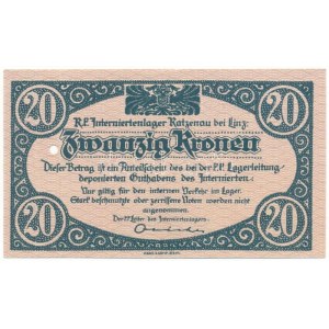 Ausztria / Katzenau Hadifogolytábor Linz közelében ~1914-1918. 20K 3802, egy lyukkal érvénytelenítve (?) T:UNC,AU ...