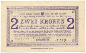 Ausztria / Cilli / Reifenstein hadifogolytábor 1916. 2K hátlapon bélyegzéssel, kézírásos sorszámmal 