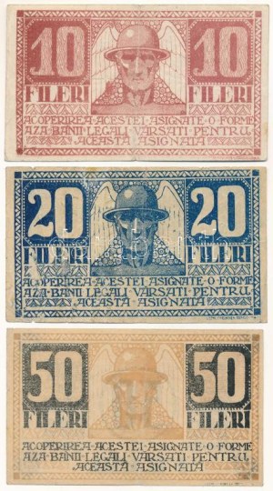 Románia / Temesvár 1919. 10f + 20f + 50f helyipénz / szükségpénz T:F,VG / Romania / Timişoara 1919. 10 Fileri ...
