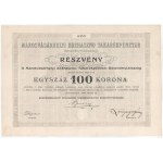 Marosvásárhely 1909. "Marosvásárhelyi Közhasznú Takarékpénztár Részvénytársaság" részvénye 100K-ról, "0483"...