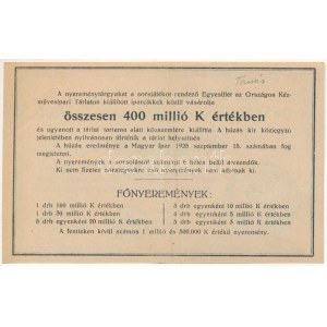 Budapest 1925. Országos Kézművesipari Tárlat sorsjegy 5000K értékben, D 021193 sorszámmal T:XF / Hungary ...
