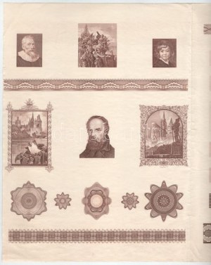 Horváth Endre (1896-1954) festőművész és grafikus különböző munkáinak rézmetszet tervei hajtott lapon, közte 1973...